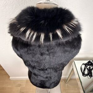 RARE Vintage CACHÉ LUXE Leather &‎ Fur Vest Leopard Rockstar Glam Mob Wife Sz 0